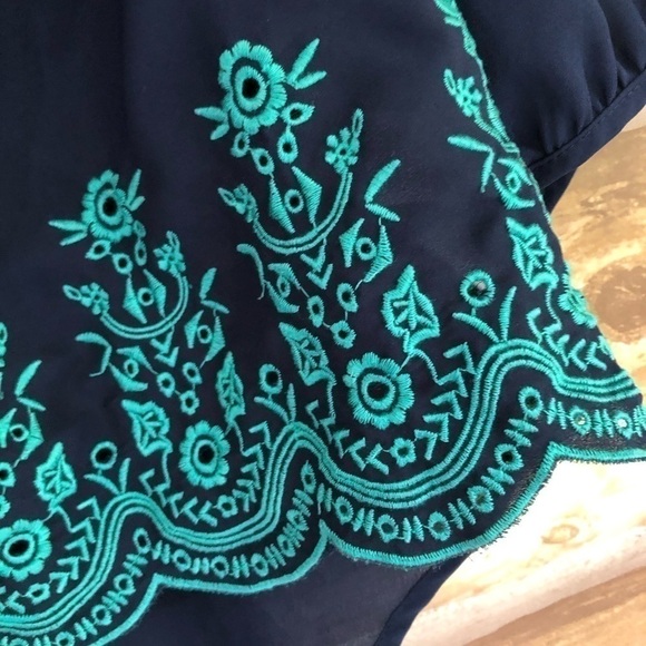 Jolt Flowy Boho Embroidered High Low Peasant Blouse Size M - Picture 6 of 10